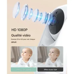 Momcozy Baby Monitor vidéo Blanc 5 pouces