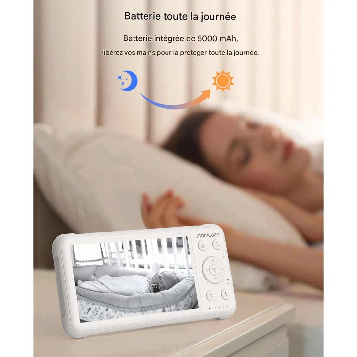 Momcozy Baby Monitor vidéo Blanc 5 pouces