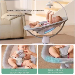Momcozy                    Balancelle électrique pour Bébé à mouvement 3D    Blanc Gris