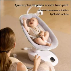 Momcozy Balancelle électrique pour Bébé à mouvement 3D Blanc Gris