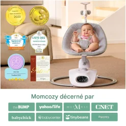 Momcozy Balancelle électrique pour Bébé à mouvement 3D Blanc Gris