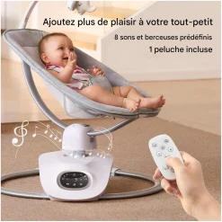 Momcozy Balancelle électrique pour Bébé à mouvement 3D Blanc Gris