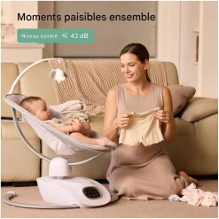Momcozy Balancelle électrique pour Bébé à mouvement 3D Blanc Gris