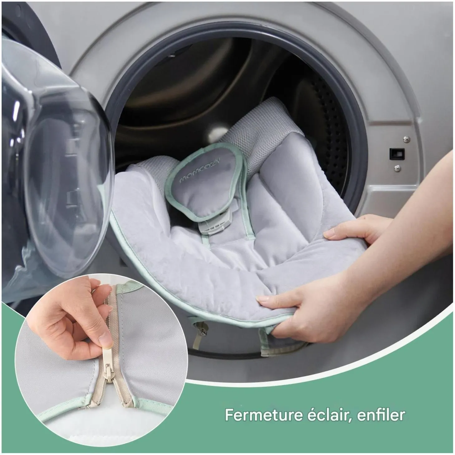 Momcozy Balancelle électrique pour Bébé à mouvement 3D Blanc Gris