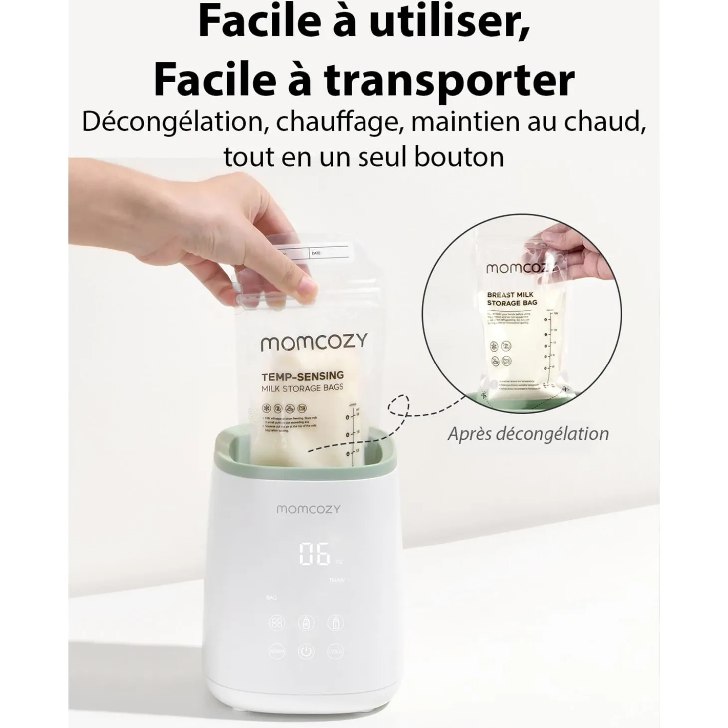 Momcozy Chauffe-biberon Blanc