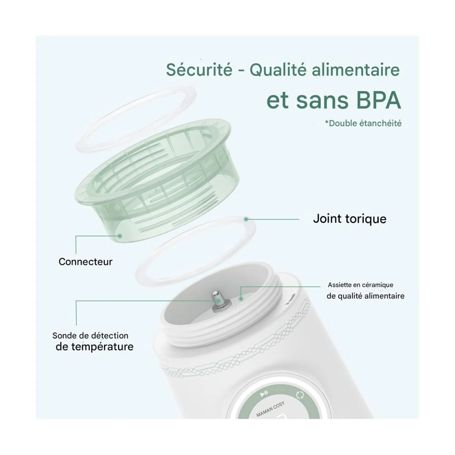 Momcozy Chauffe-biberon portable Blanc jusqu’à 180 ml
