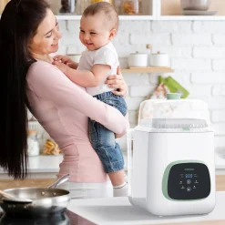 Momcozy Lave-Biberon et Stérilisateur Blanc Vert