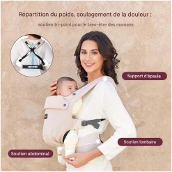 Momcozy Porte-bébé en coton Beige