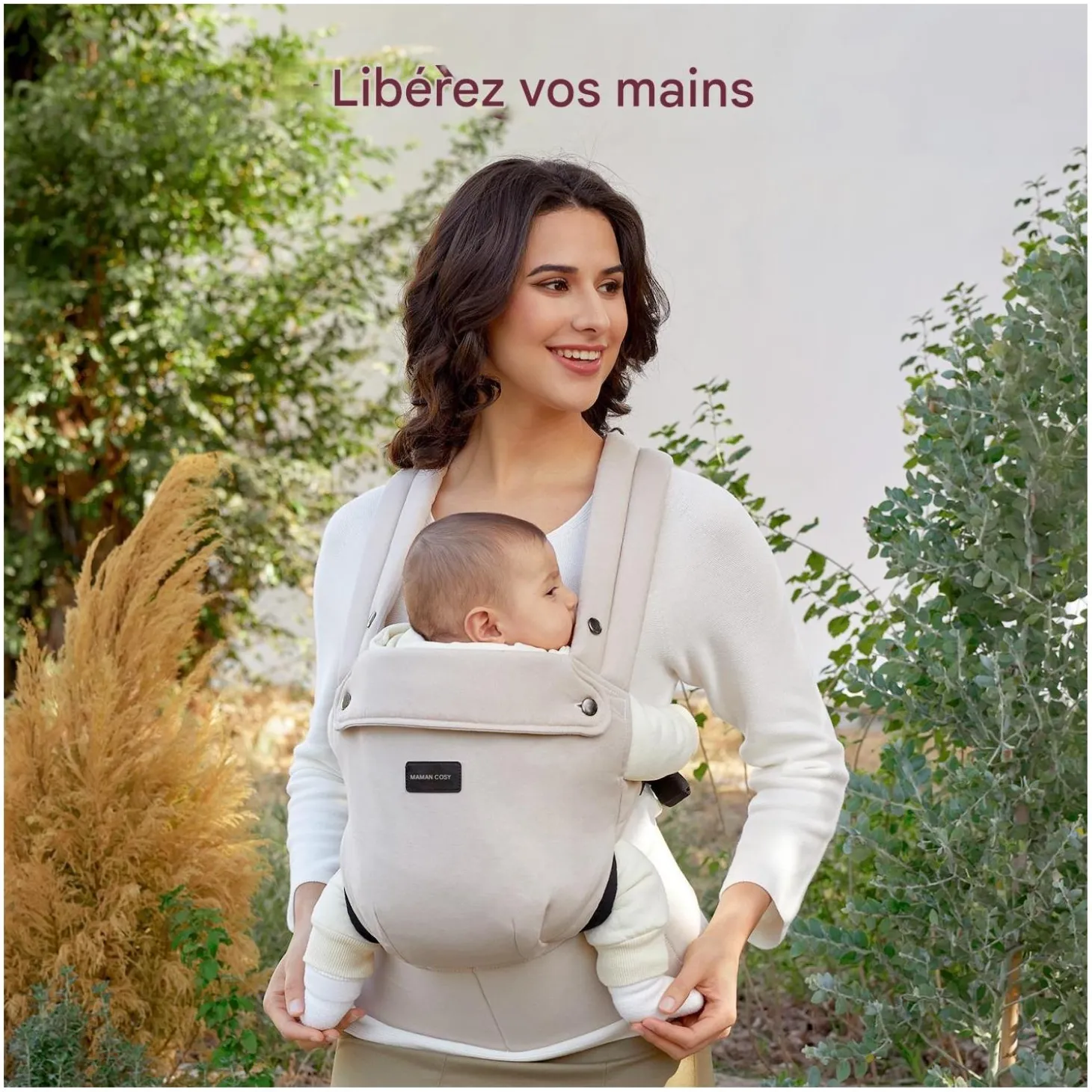 Momcozy Porte-bébé en coton Beige