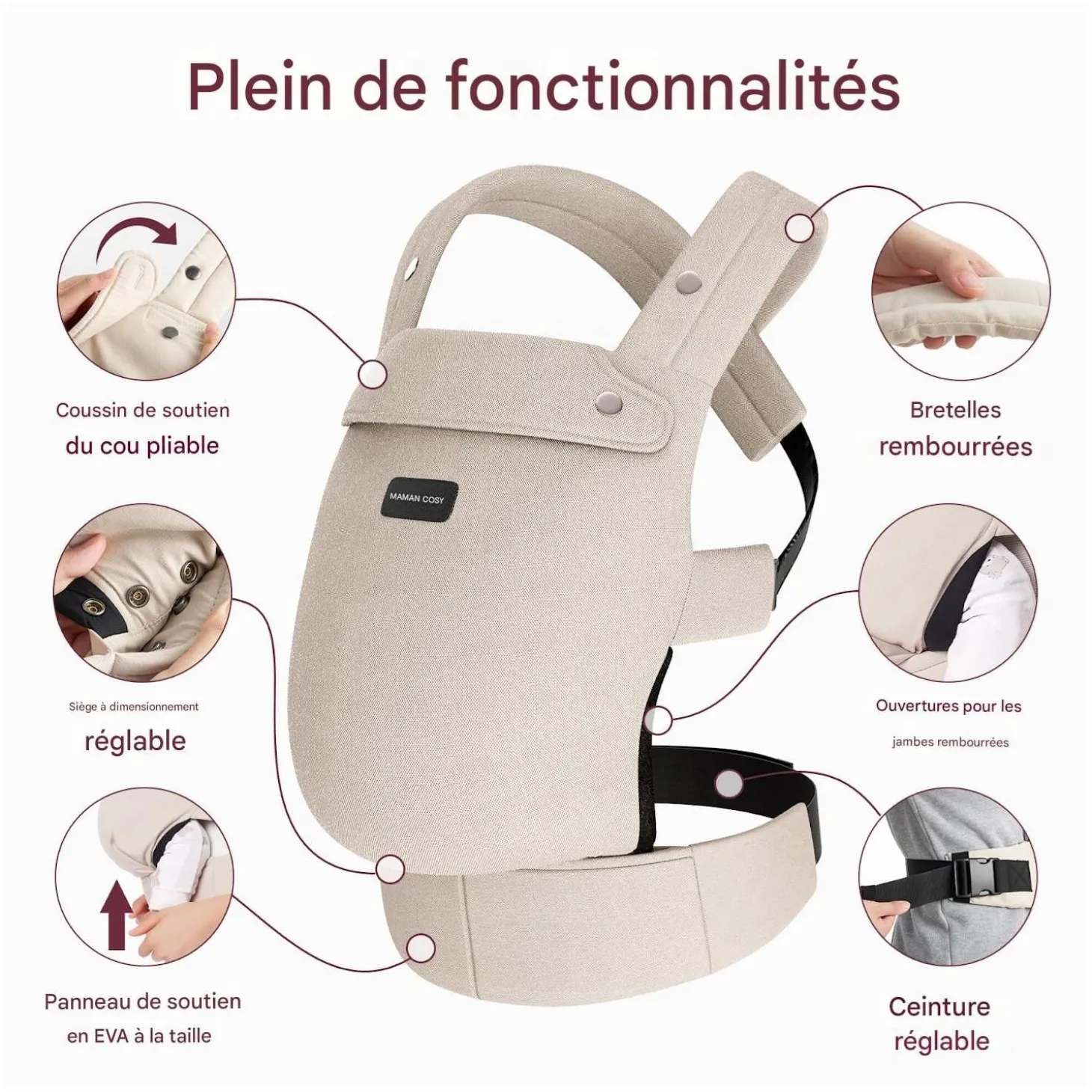Momcozy Porte-bébé en coton Beige