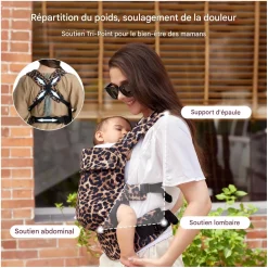 Momcozy Porte-bébé en coton Leopard
