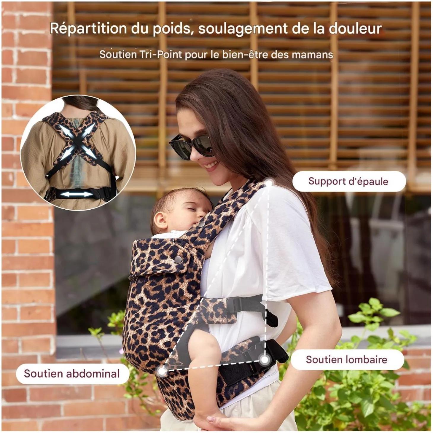 Momcozy Porte-bébé en coton Leopard