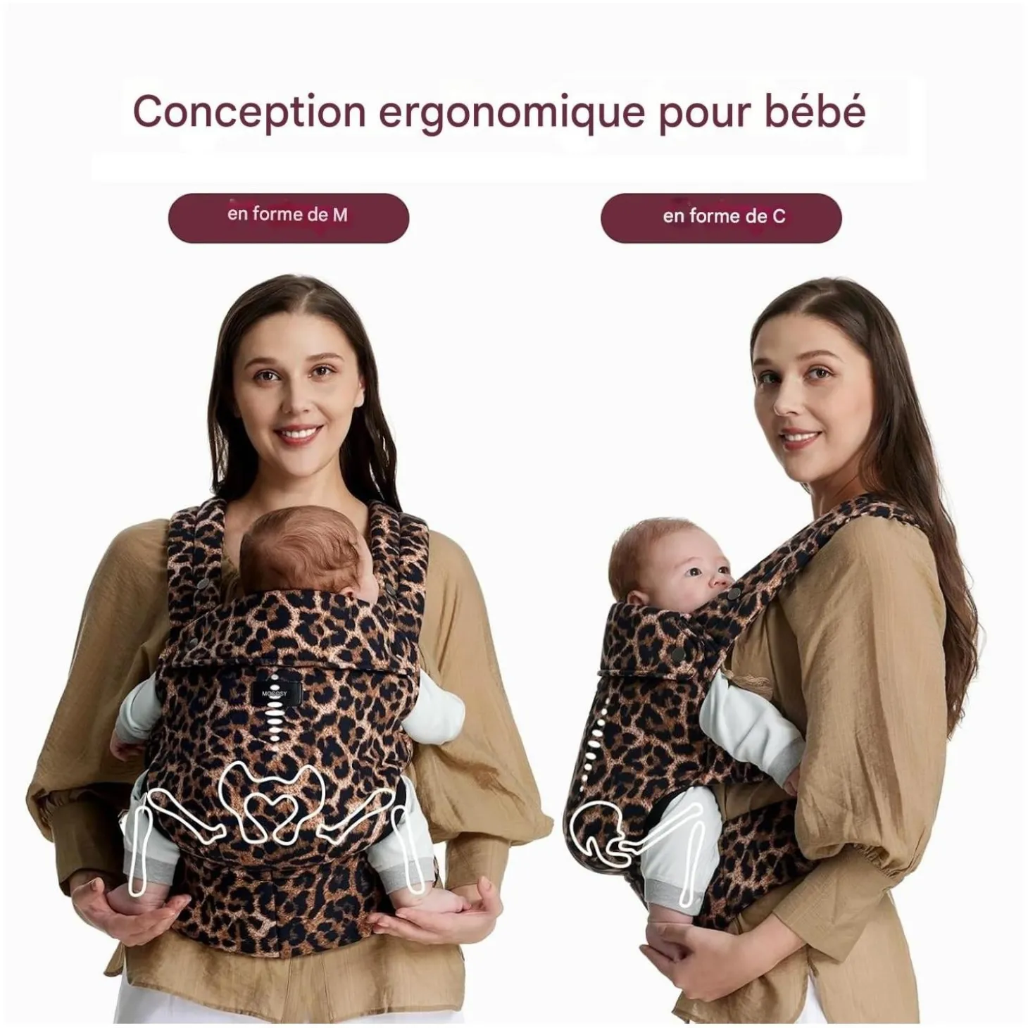 Momcozy Porte-bébé en coton Leopard