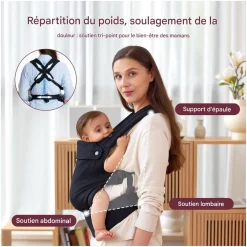 Momcozy                    Porte-bébé en coton    Noir