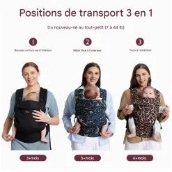 Momcozy                    Porte-bébé en coton    Noir