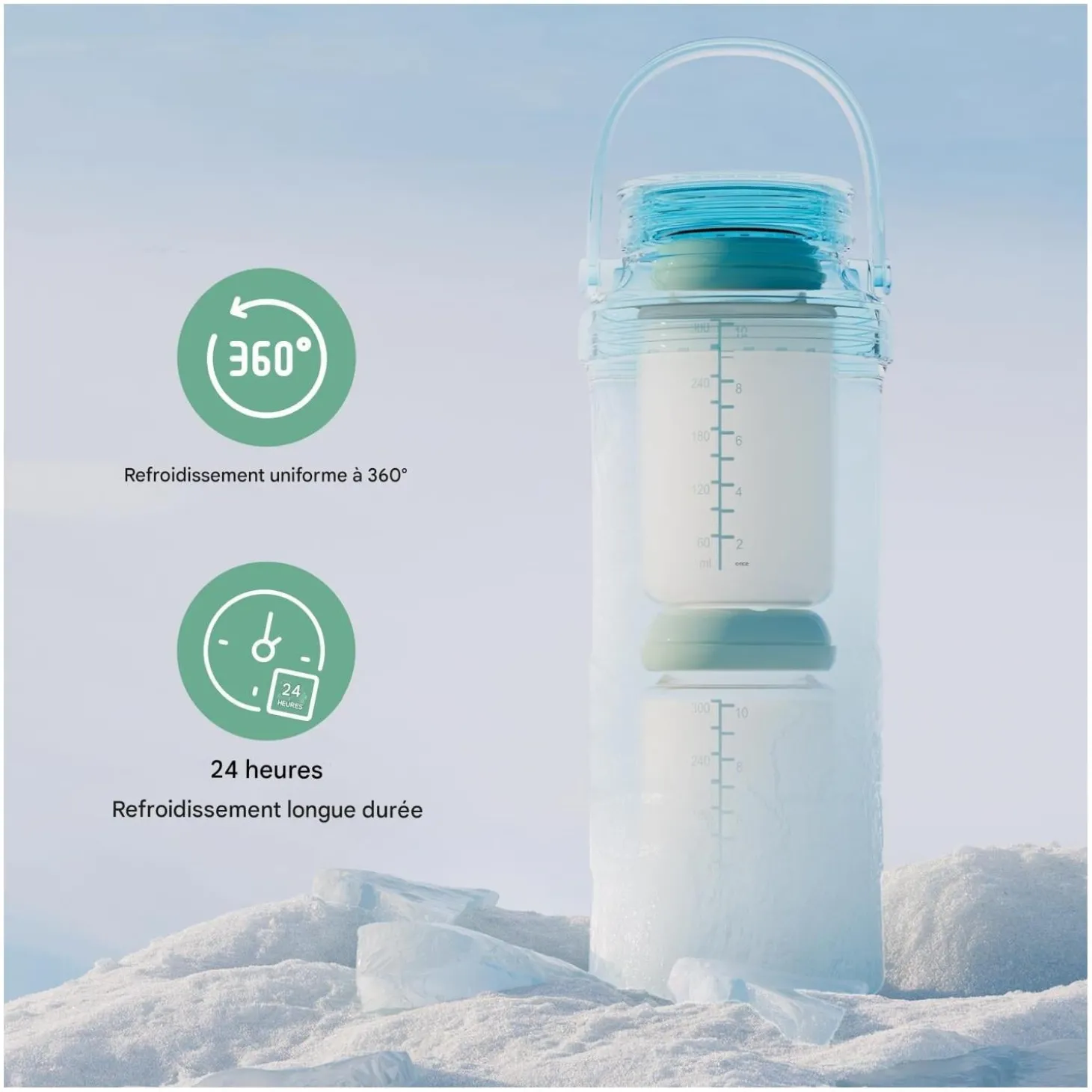 Momcozy Refroidisseur de lait maternel portable Vert 325 ml