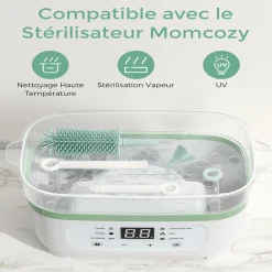Momcozy Set de brosses de nettoyage de biberons 7-en-1 portable Blanc 7pièces