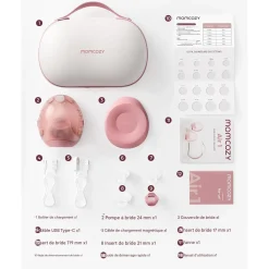 Momcozy                    Tire Lait Air 1 Mobile Double    Blanc/ Rose
