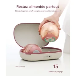Momcozy                    Tire Lait Air 1 Mobile Double    Blanc/ Rose