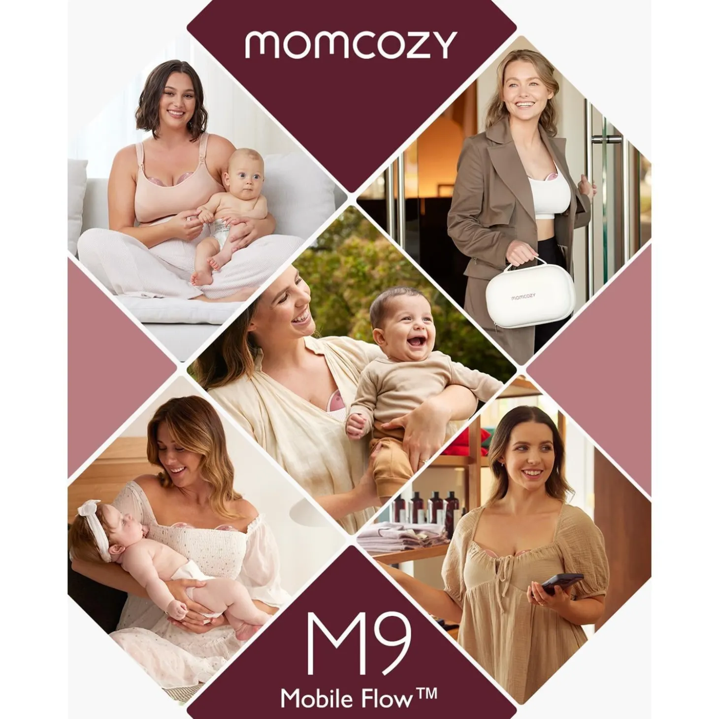 Momcozy Tire-lait mobile M9 Blanc/ Rose 180 ml