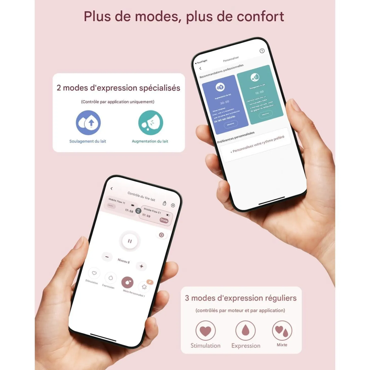 Momcozy Tire-lait mobile M9 Blanc/ Rose 180 ml