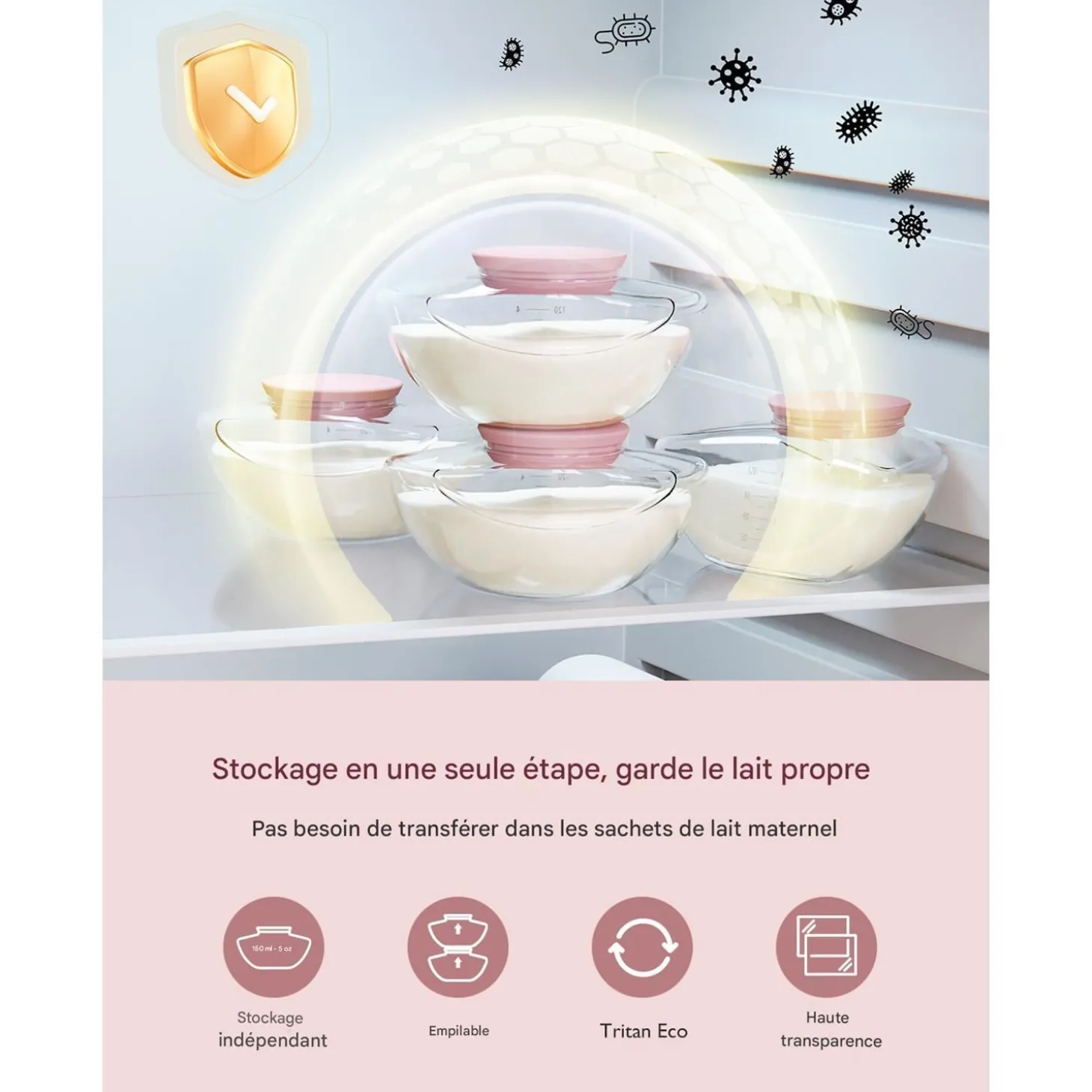 Momcozy Tire-lait mobile M9 Blanc/ Rose 180 ml