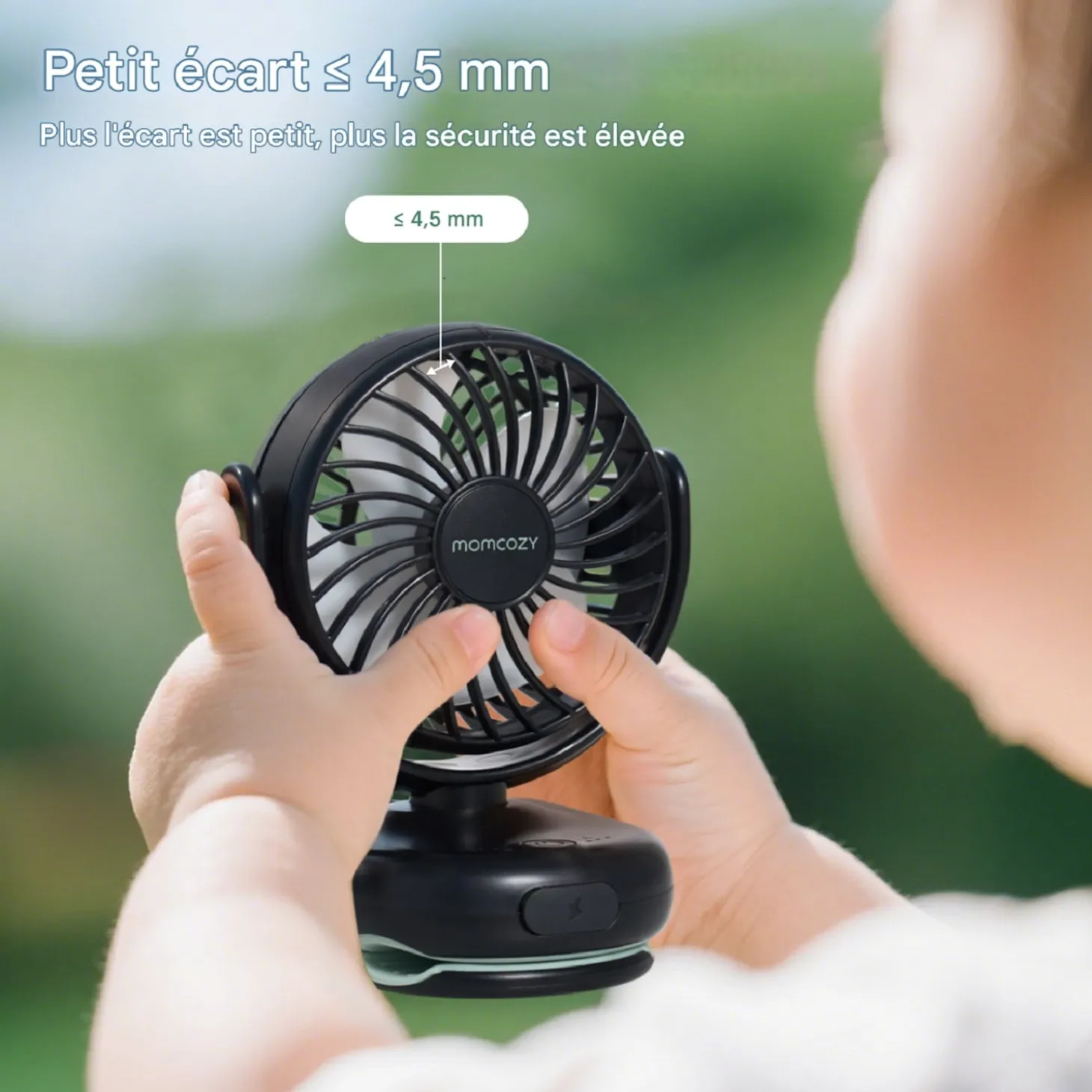 Momcozy Ventilateur à clip pour poussette Noir