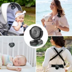 Momcozy Ventilateur à clip pour poussette Noir