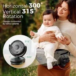 Momcozy Ventilateur à clip pour poussette Noir