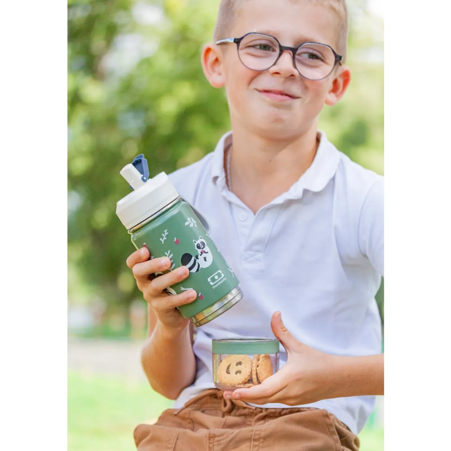 Monbento Kids Gourde 2en1 Twisty Wolf 300 ml + 120 ml