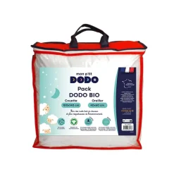 Mon P'tit Dodo                    Couette et oreiller en coton bio    Blanc            100x140 cm