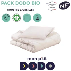 Mon P'tit Dodo Couette et oreiller en coton bio Blanc 100x140 cm