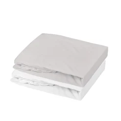 Mon P'tit Dodo                    Lot 2 Draps-Housses Jersey    Blanc/Souris