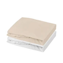 Mon P'tit Dodo                    Lot 2 Draps-Housses Jersey    Blanc/Nude