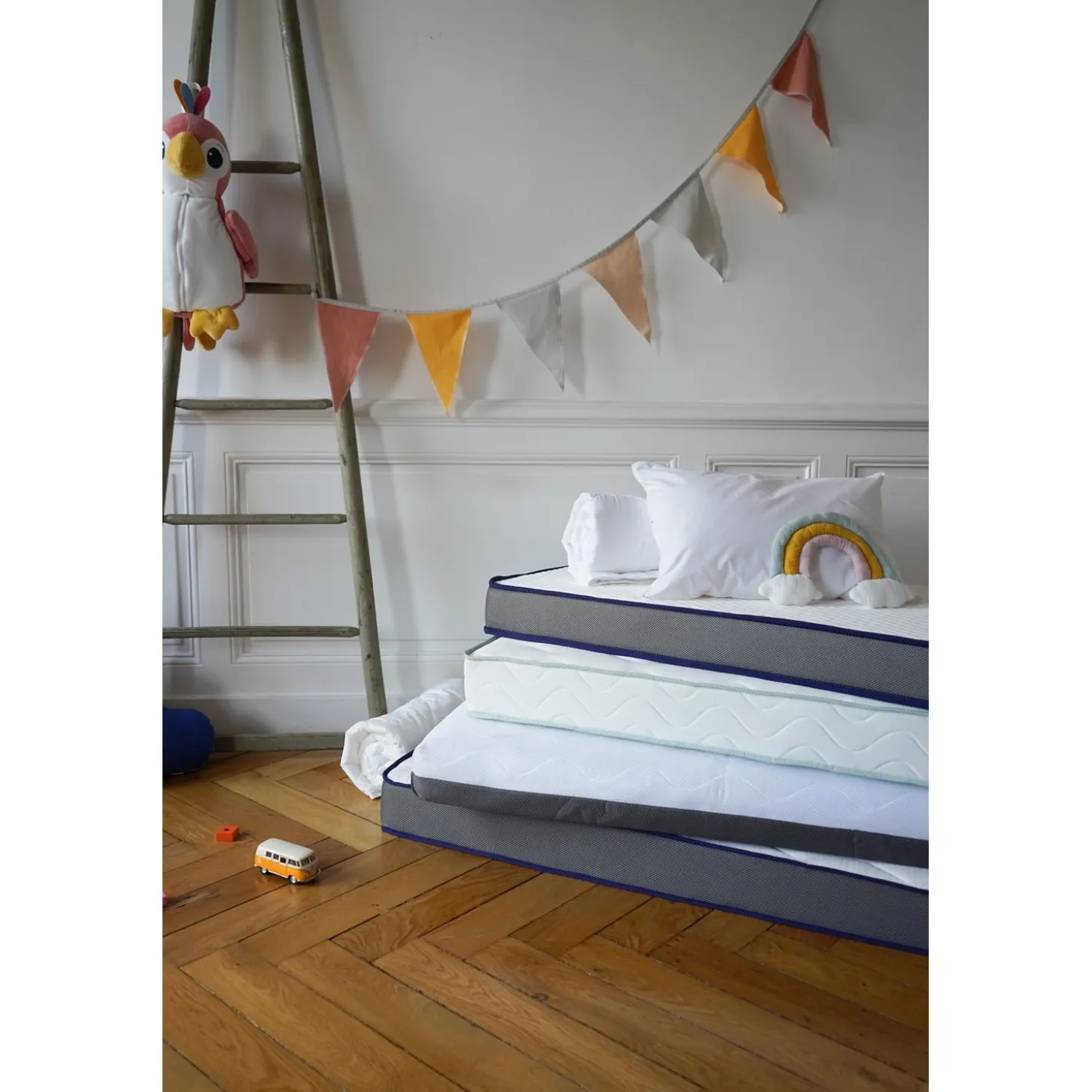 Mon P'tit Dodo Matelas Dodotendre déhoussable Blanc/Anthracite 60x120 cm