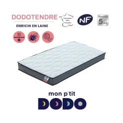 Mon P'tit Dodo Matelas Dodotendre déhoussable Blanc/Anthracite 60x120 cm