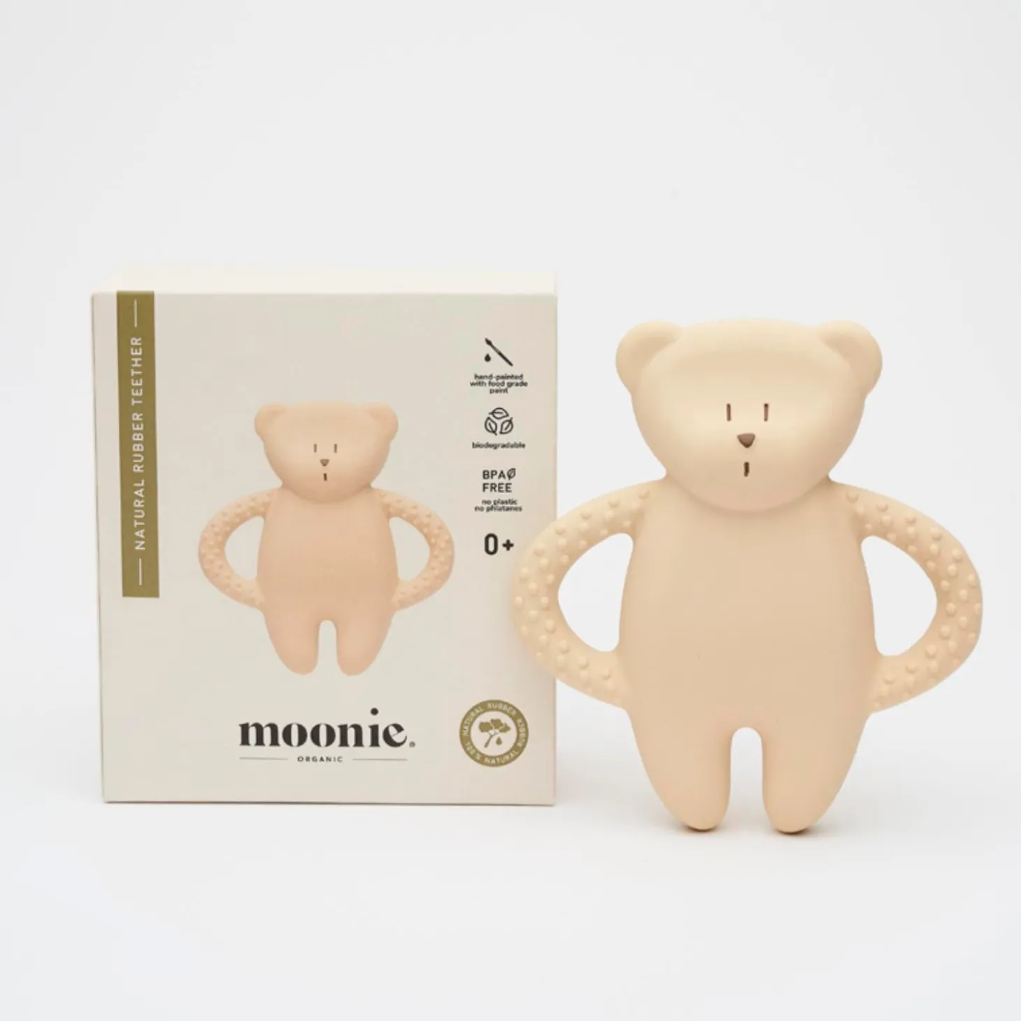 Moonie Jouet de dentition ourson en caoutchouc naturel Sable
