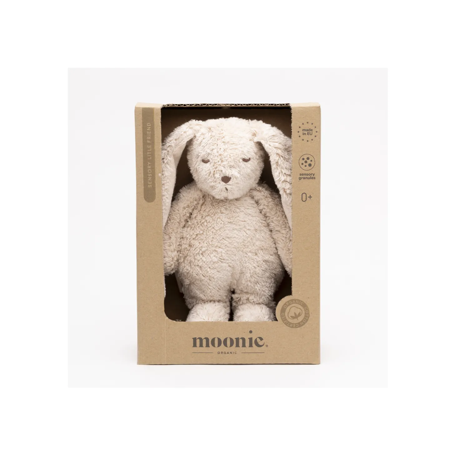 Moonie Peluche Petit Lapin sensoriel en coton bio Sable