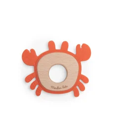 Moulin Roty                    Anneau de dentition bois et silicone crabe    Rouge
