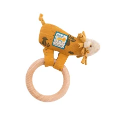 Moulin Roty                    Anneau-hochet en bois Lion Sous mon baobab