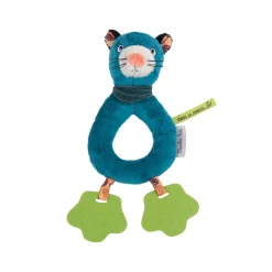 Moulin Roty Anneau-hochet panthère Zimba Bleu 25 cm