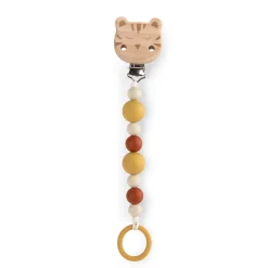 Moulin Roty Attache-tétine bois silicone La forêt Mawa Blanc/ marron/ ocre