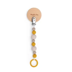 Moulin Roty Attache-tétine bois et silicone lion Multicolore