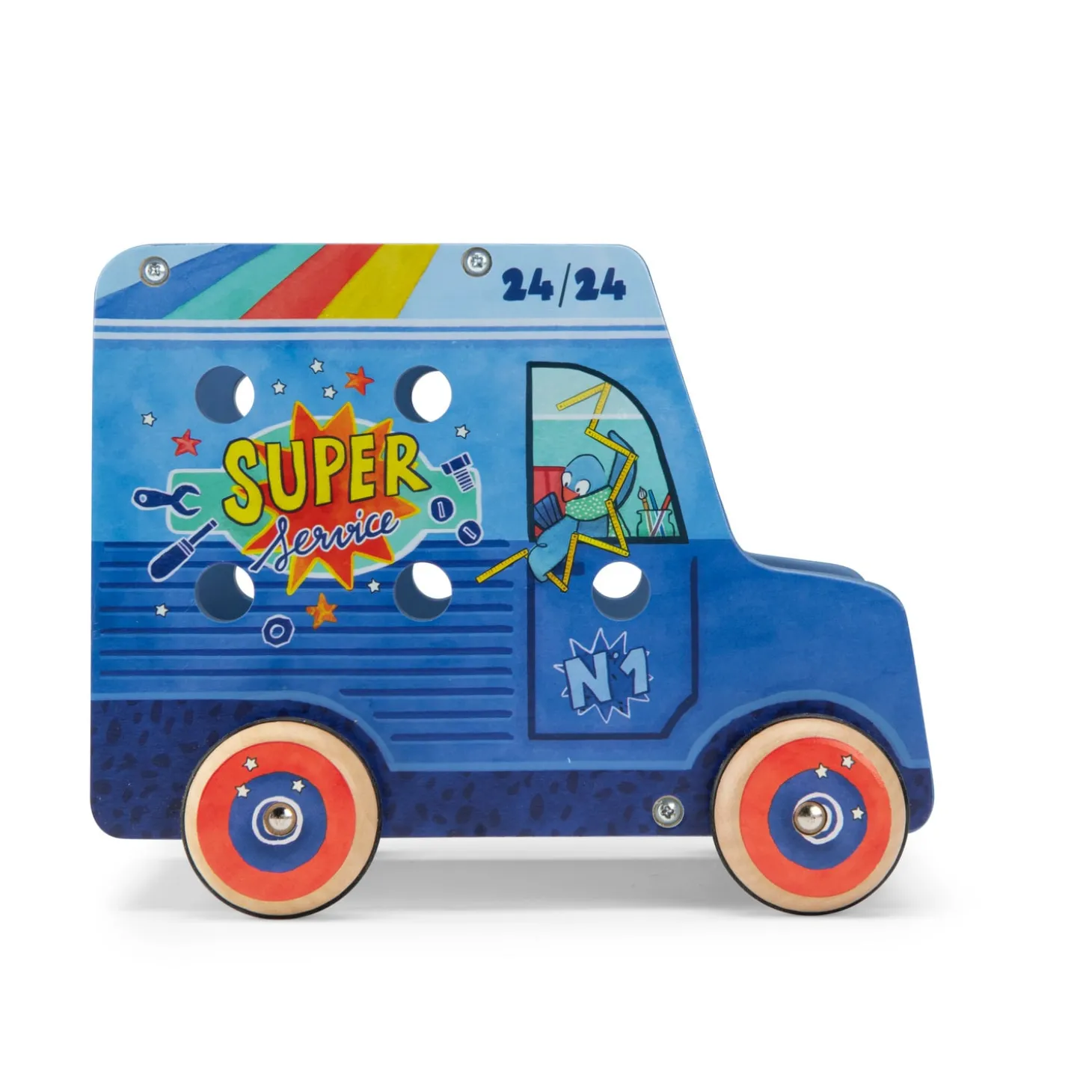 Moulin Roty Camionnette d'activités bricoleur Puce & Pilou Bleu/rouge