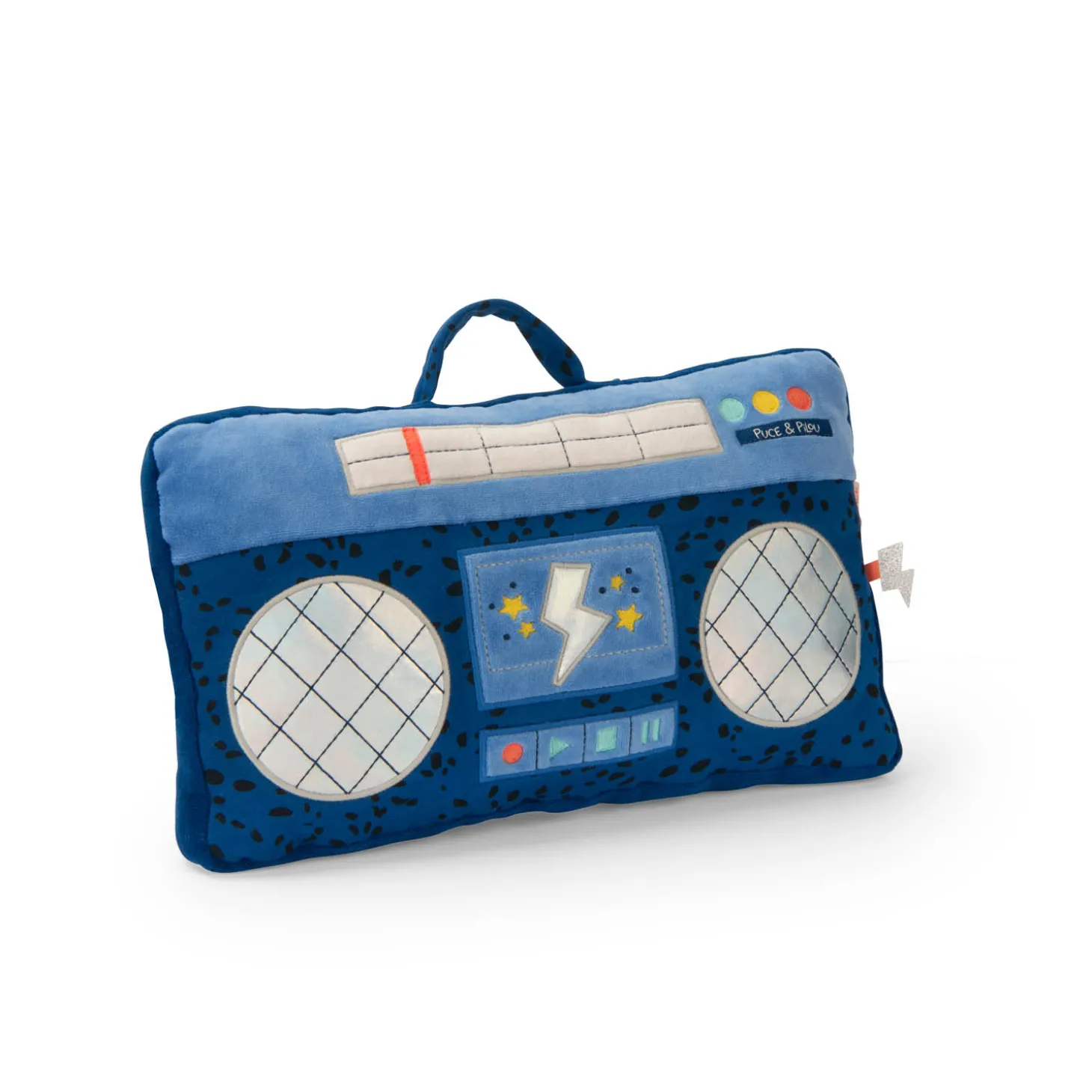 Moulin Roty Coussin radio Puce & Pilou Bleu