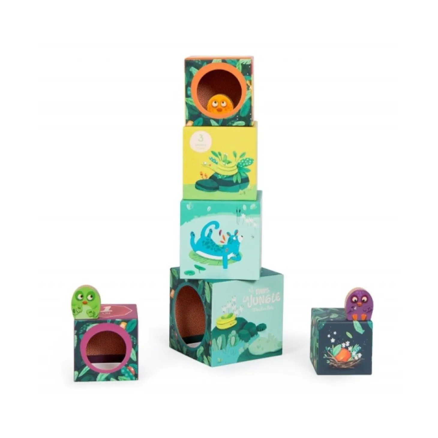 Moulin Roty Cubes empilables Dans la jungle