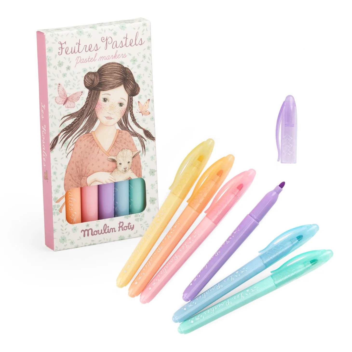 Moulin Roty 6 feutres pastels Les Rosalies Multicolore