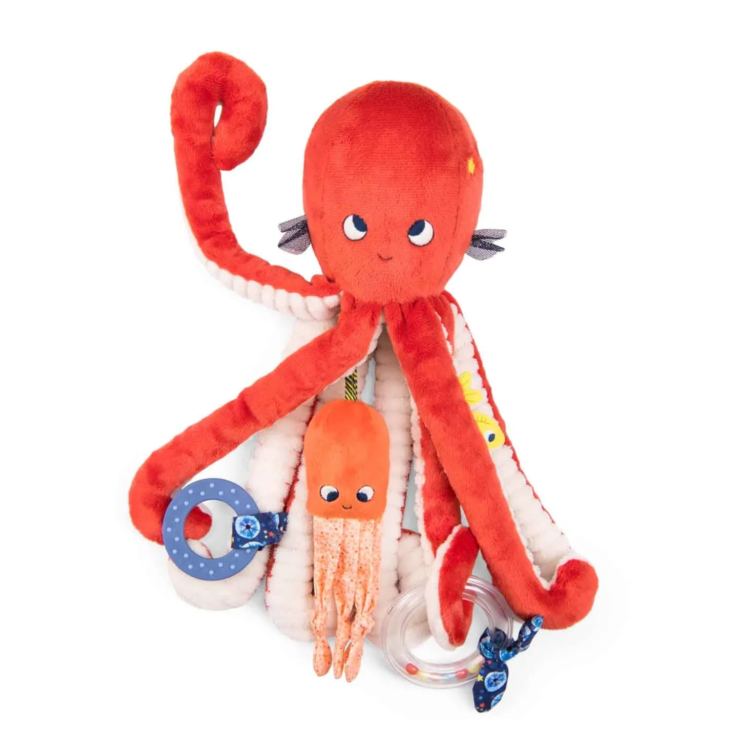 Moulin Roty Grand poulpe d'activités Les aventures de Paulie Rouge/Crème 35 cm
