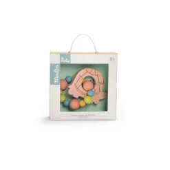 Moulin Roty Hochet anneau de dentition bois et silicone tortue