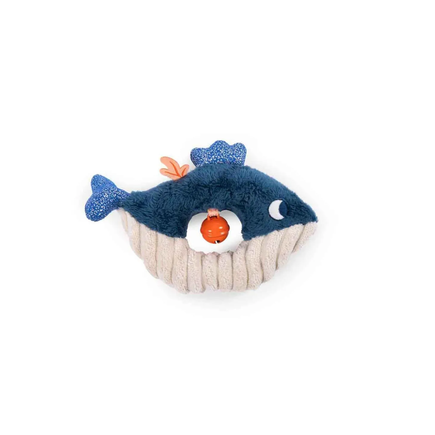 Moulin Roty Hochet baleine Les aventures de Paulie Bleu /Crème 16 cm